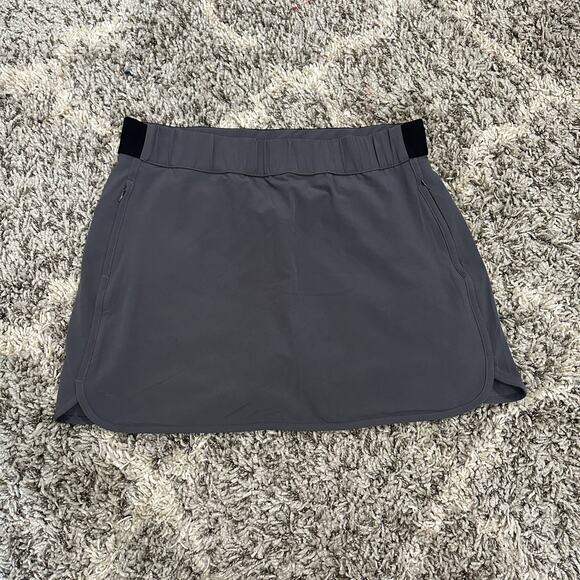 Hi-Tec Gray Skort L Large Elastic Waist Zipper Pockets Skirt w/ Built In Shorts - Picture 1 of 10
